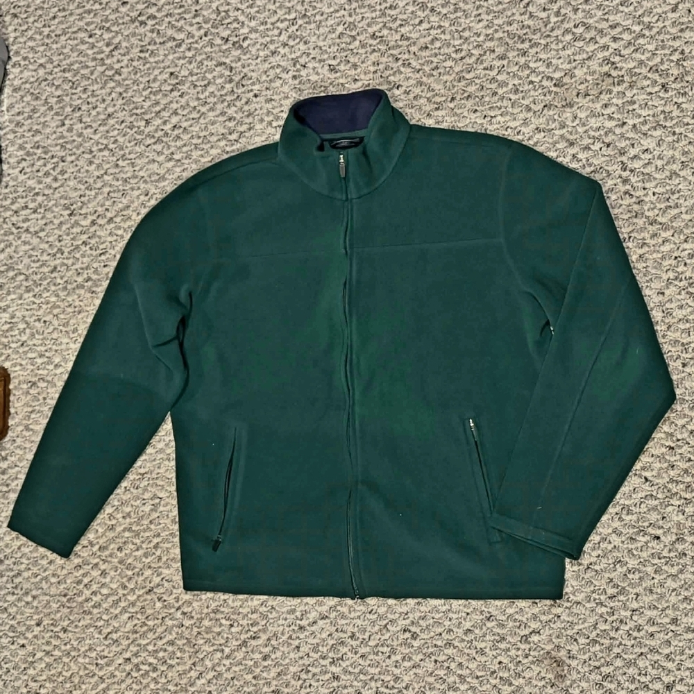 L.L. Bean Full Zip Fleece Jacket Forest Green Men's Large L Gorpcore Outdoors